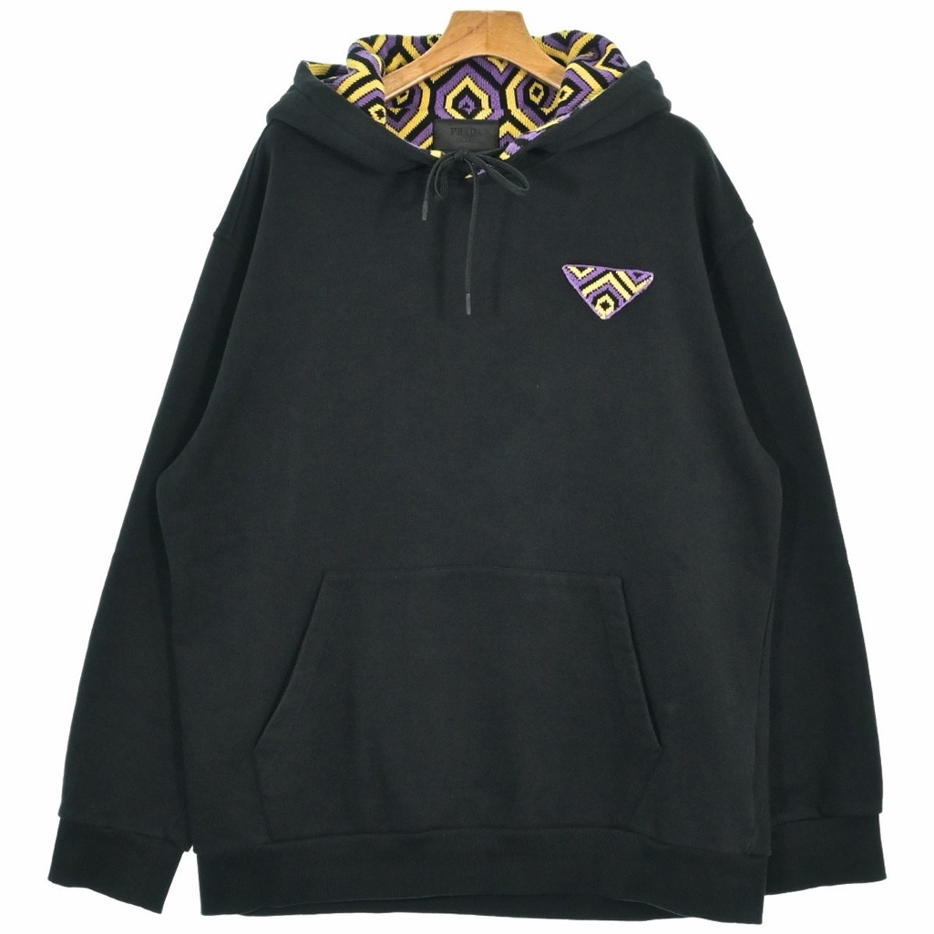 Men’s Prada Black Hoodie With Purple Geometric Pattern (New With Tags)